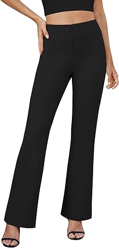 Womens Bootcut Dress Pants Business Casual Work Pants with Pockets High Waist Stretchy Trousers Pull On Office Slacks