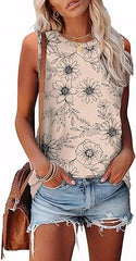 Womens Tank Tops Eyelet Loose Casual Summer Tops Crew Neck Basic Sleeveless Shirts Trendy